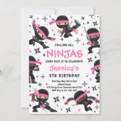 Girl Ninja Karate Martial Arts Birthday Party Kaart (Voorkant)