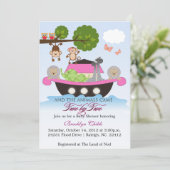 Girl Noah's Ark Set Sail Baby shower Uitnodiging (Staand voorkant)
