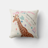 Girl Nursery Baby Birth Stat Giraffe Arrow Patroon Kussen (Voorkant)