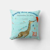Girl Nursery Baby Birth Stat Giraffe Arrow Patroon Kussen (Voorkant)