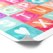 Girl Nursery Decor Alphabet Waterverf Poster (Hoek)