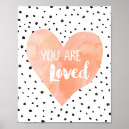 Girl Nursery Decor Waterverf Peach Heart Poster