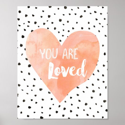 Girl Nursery Decor Waterverf Peach Heart Poster (Voorkant)