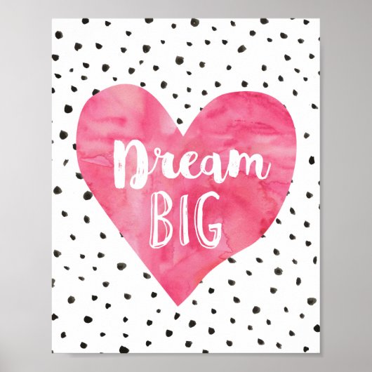 Girl Nursery Decor Waterverf Pink Hearts Poster (Voorkant)
