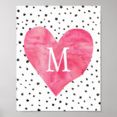 Girl Nursery Monogram Waterverf Roze hart Poster (Voorkant)