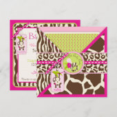Girl Oerwoud Monkey Safari Baby shower Kaart (Voorkant / Achterkant)