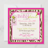 Girl Oerwoud Monkey Safari Baby shower Kaart (Achterkant)