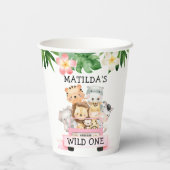 Girl Oerwoud Safari Birthday Paper Cups Papieren Bekers (Achterkant)