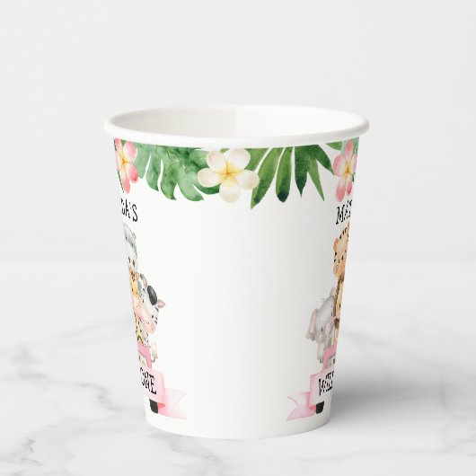 Girl Oerwoud Safari Birthday Paper Cups Papieren Bekers (Links)