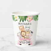 Girl Oerwoud Safari Birthday Paper Cups Papieren Bekers (Voorkant)