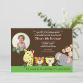 Girl Oerwoud Safari dierentuin geboortedag Kaart (Staand voorkant)