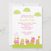 Girl Oerwoud Safari Train Baby shower Uitnodiging (Voorkant)