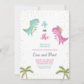 Girl of Boy Dinosaur Gender onthulling Uitnodiging (Voorkant)