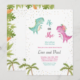 Girl of Boy Dinosaur Gender onthulling Uitnodiging