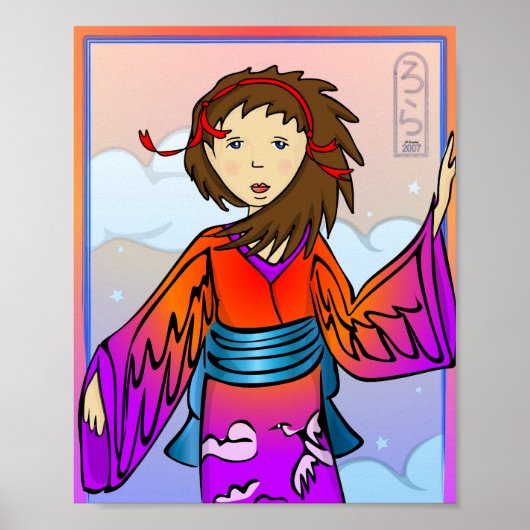 Girl of Cranes Poster Print (Voorkant)