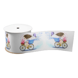 Girl On A Bike Satin Ribbon Romantic Love Hearts Satijnen Lint