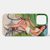 "Girl on Bicycle" iPhone 12 Hoesje (Achterkant (horizontaal))