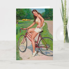 "Girl on Bicycle" Opmerkingskaart Bedankkaart