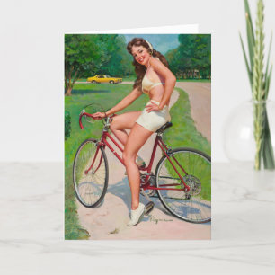 "Girl on Bicycle" Opmerkingskaart Bedankkaart