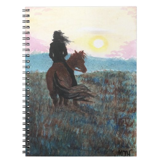 Girl on Horse Peaceful Sunset Notebook Journal Notitieboek (Voorkant)