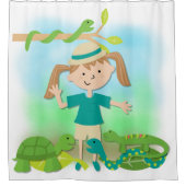 Girl on Reptile Safari Hike Douchegordijn (Voorkant)