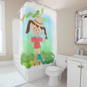 Girl on Reptile Safari Hike Douchegordijn (In situ)