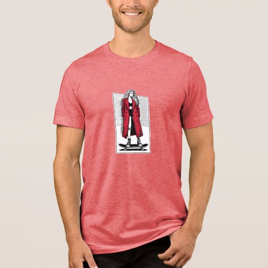 Girl on Skateboard Tri-Blend Shirt (Voorkant)