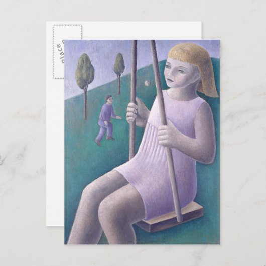 Girl on Swing 1996 Briefkaart (Voorkant / Achterkant)