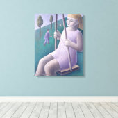 Girl on Swing 1996 Canvas Afdruk (Insitu (Houten vloer))