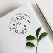 Girl On The Moon Custom Name Library Book Rubberstempel
