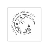 Girl On The Moon Custom Name Library Book Rubberstempel (Afrduk)