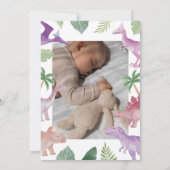 Girl One A Saurus Dinosaur 1st Birthday Invitation Kaart (Achterkant)