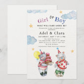 Girl or Boy Gender Reveal Invitation Kaart (Voorkant / Achterkant)