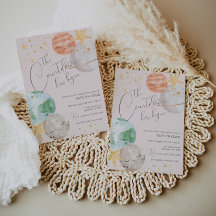 Girl Outer Space Baby shower Invitation