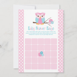 Girl Owl Baby shower Bingo Kaarten