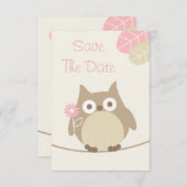 Girl Owl Baby shower Save the Date (Voorkant / Achterkant)