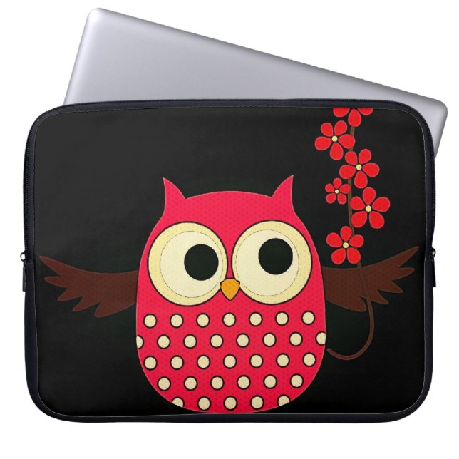 Girl Owl met Flowers Laptop Sleeve (Voorkant)