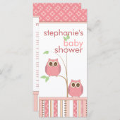 Girl Owl Pink Baby shower Menu Card (Voorkant / Achterkant)