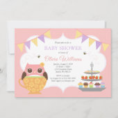 Girl Owl Tea Party Baby shower Invitation Kaart (Voorkant)