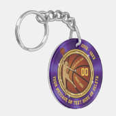 Girl Paars Gold Persoonlijke Basketball Sleutelhan Sleutelhanger (Voorkant Links)