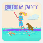 Girl Paddleboarder Party Invitation RSVP Sticker (Voorkant)
