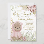 Girl Pampas Grass Baby shower Invitation Kaart (Voorkant)