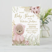 Girl Pampas Grass Baby shower Invitation Kaart (Staand voorkant)