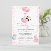 Girl Panda Bearly Wait Baby shower Kaart (Staand voorkant)