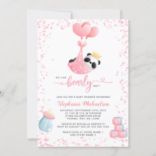 Girl Panda Bearly Wait Baby shower Kaart