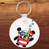 Girl Panda in Bikini Snorking Sleutelhanger (Voorkant)
