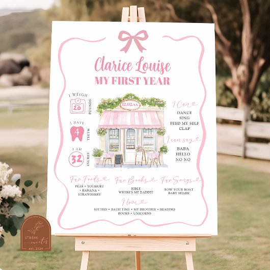 Girl Paris Franse Coquette Eerste Verjaardag Teken Poster