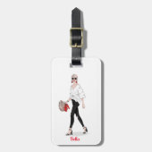 Girl Paris Mode - Aangepast op maat Bagagelabel (Voorkant verticaal)