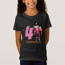 Girl Parrot 4th Birthday party pirate T-Shirt