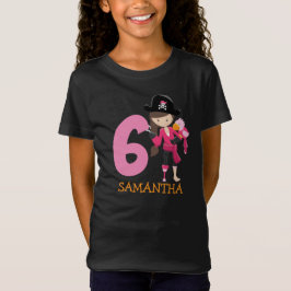 Girl Parrot 6th Birthday party pirate T-Shirt